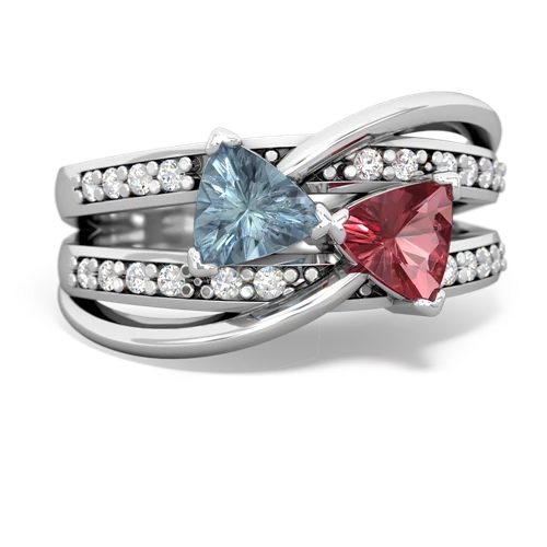 Aquamarine Genuine Aquamarine with Genuine Pink Tourmaline Bowtie ring Ring