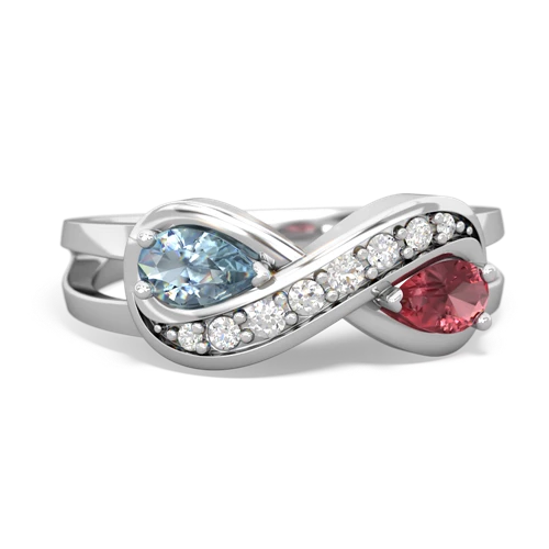 aquamarine-tourmaline diamond infinity ring