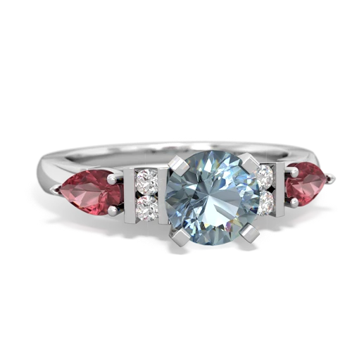 Aquamarine Genuine Aquamarine with Genuine Pink Tourmaline and  Engagement ring Ring