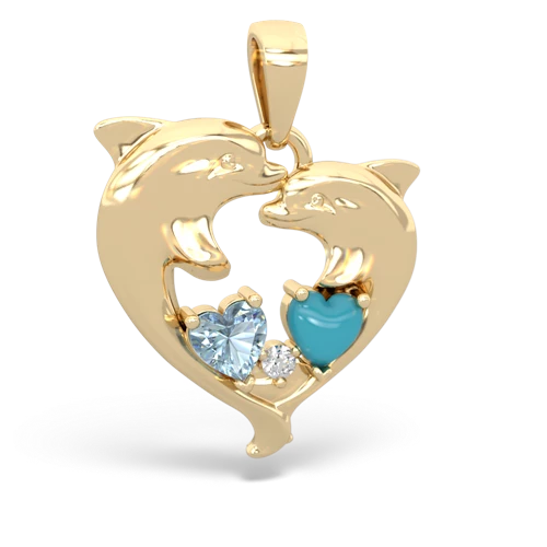 aquamarine-turquoise dolphins pendant