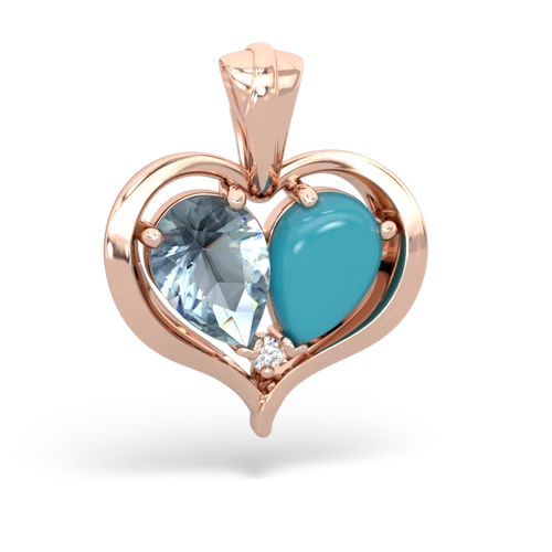 aquamarine-turquoise half heart whole pendant