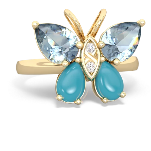 aquamarine-turquoise butterfly ring