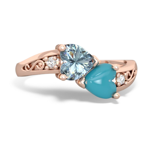 aquamarine-turquoise filligree ring