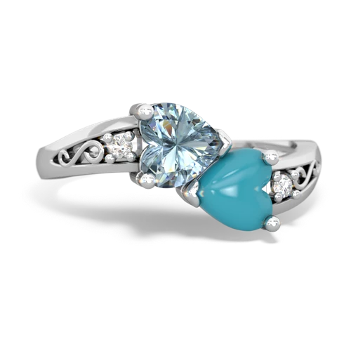 aquamarine-turquoise filligree ring