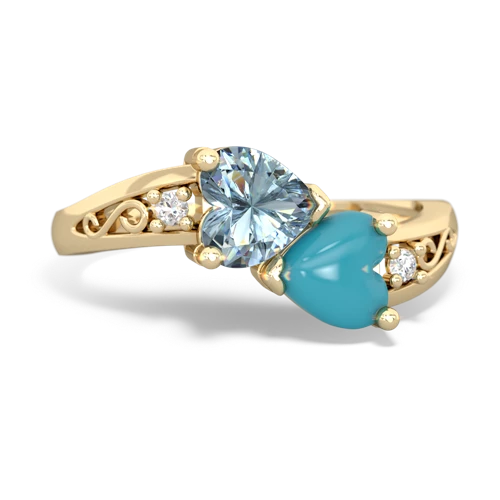 aquamarine-turquoise filligree ring