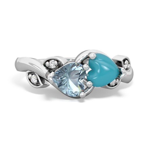 aquamarine-turquoise floral keepsake ring