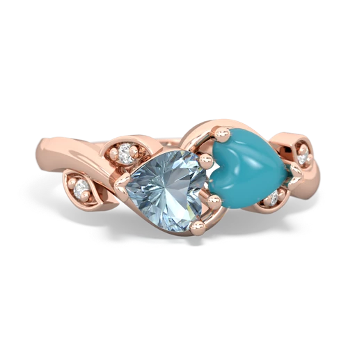 aquamarine-turquoise floral keepsake ring