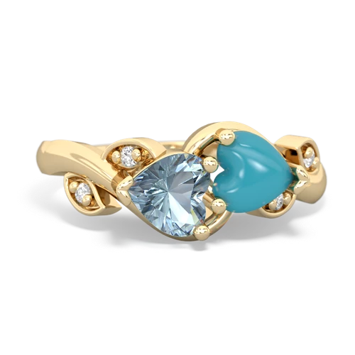 aquamarine-turquoise floral keepsake ring