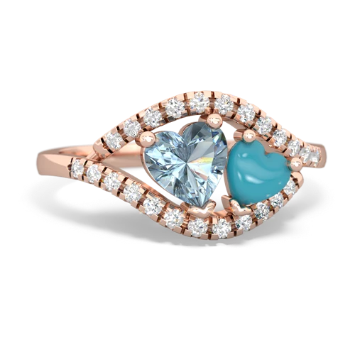 aquamarine-turquoise mother child ring