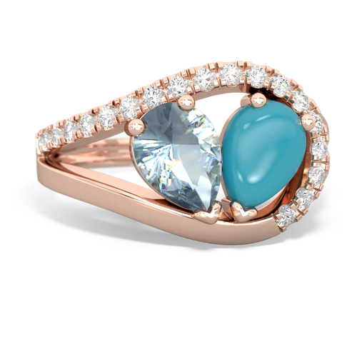 aquamarine-turquoise pave heart ring