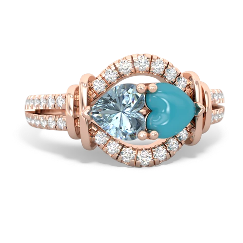 aquamarine-turquoise pave keepsake ring