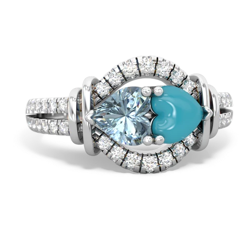 aquamarine-turquoise pave keepsake ring