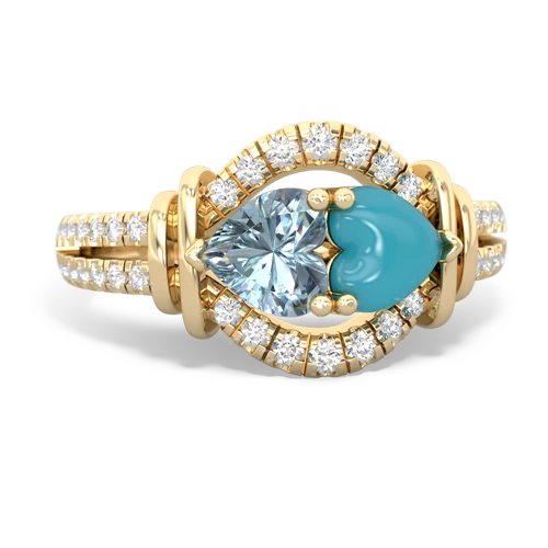 aquamarine-turquoise pave keepsake ring