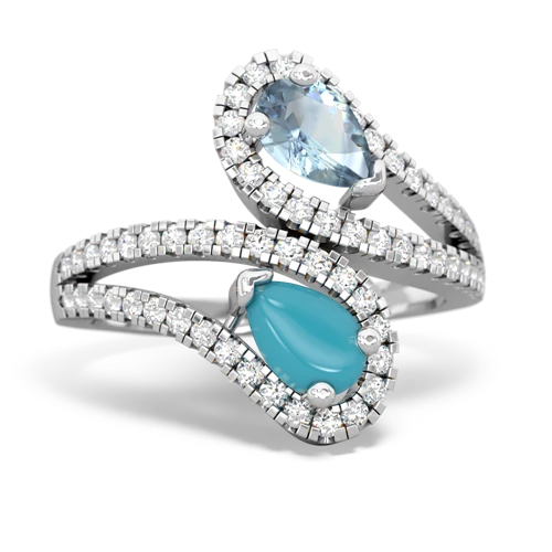 aquamarine-turquoise pave swirls ring