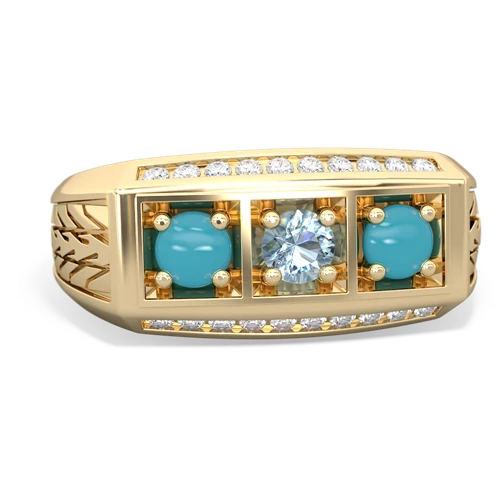 aquamarine-turquoise three stone ring