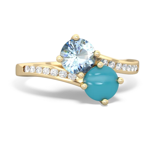 aquamarine-turquoise two stone channel ring