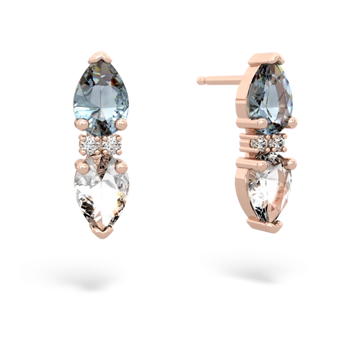 aquamarine-white topaz bowtie earrings