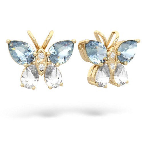 aquamarine-white topaz butterfly earrings