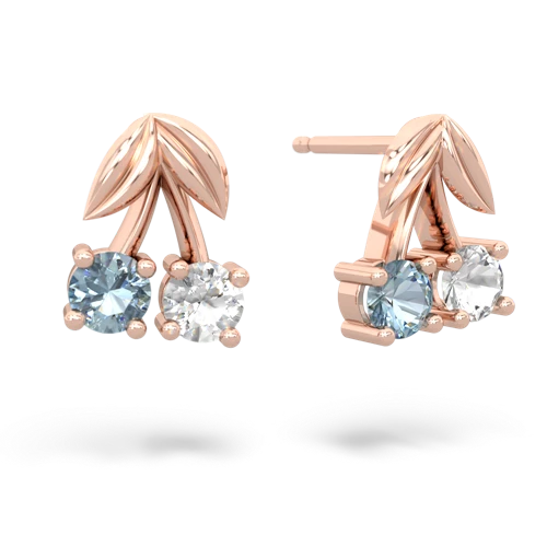 aquamarine-white topaz cherries earrings