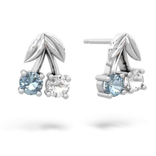 aquamarine-white topaz cherries earrings