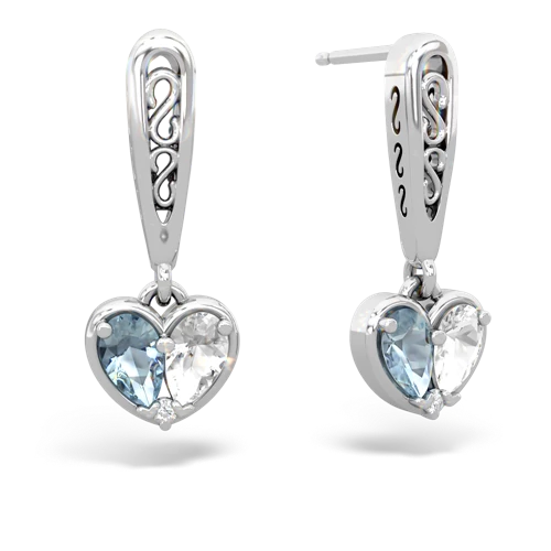 aquamarine-white topaz filligree earrings