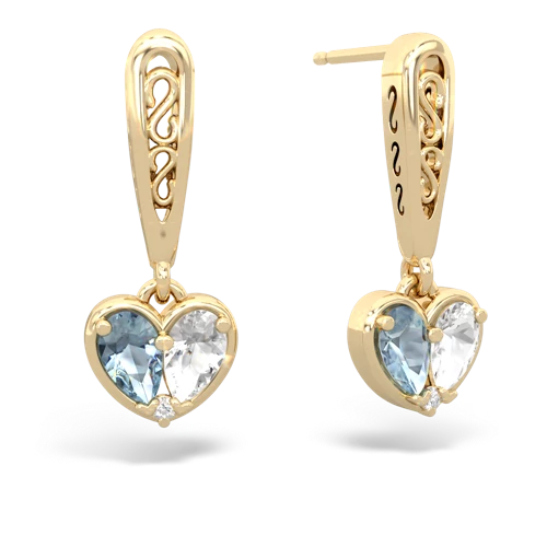 aquamarine-white topaz filligree earrings