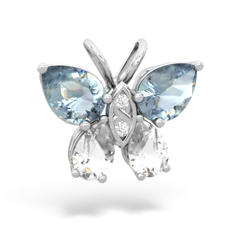 aquamarine-white topaz butterfly pendant