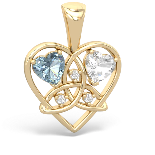 Aquamarine Genuine Aquamarine with Genuine White Topaz Celtic Trinity Heart pendant Pendant