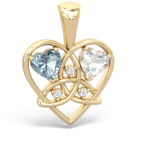 aquamarine-white topaz celtic heart pendant