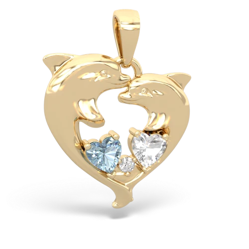 Aquamarine Genuine Aquamarine with Genuine White Topaz Dolphin Heart pendant Pendant