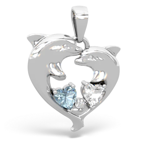 aquamarine-white topaz dolphins pendant