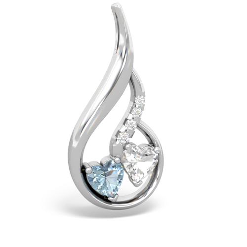 aquamarine-white topaz keepsake swirl pendant