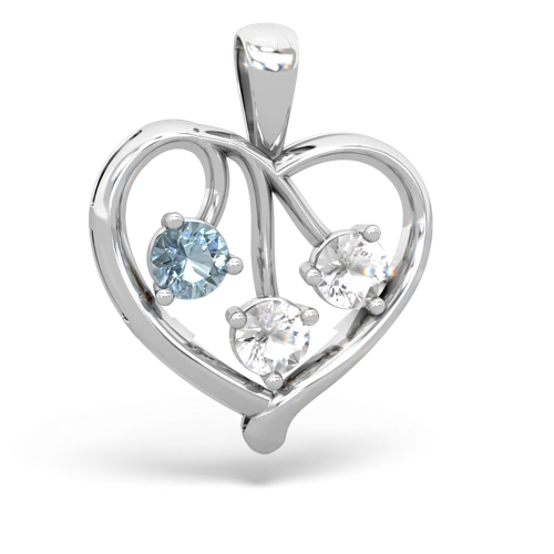 Aquamarine Genuine Aquamarine with Genuine White Topaz and Genuine White Topaz Glowing Heart pendant Pendant