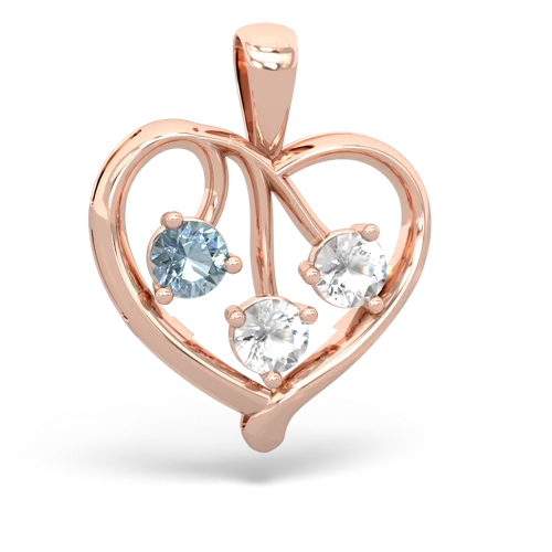aquamarine-white topaz love heart pendant