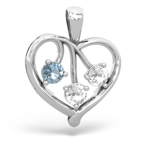 aquamarine-white topaz love heart pendant