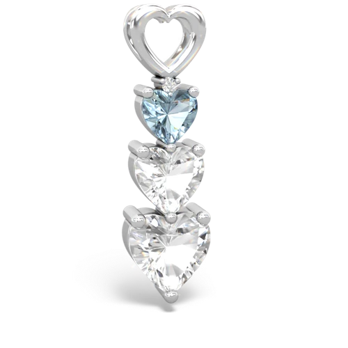 aquamarine-white topaz three stone pendant