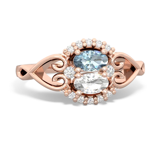 aquamarine-white topaz antique keepsake ring