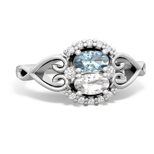 aquamarine-white topaz antique keepsake ring