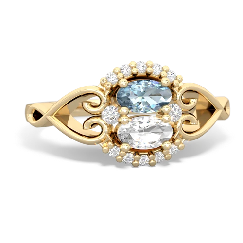 aquamarine-white topaz antique keepsake ring