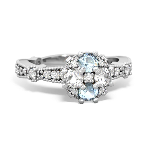 aquamarine-white topaz art deco engagement ring