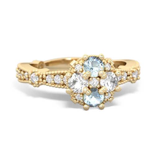 aquamarine-white topaz art deco engagement ring