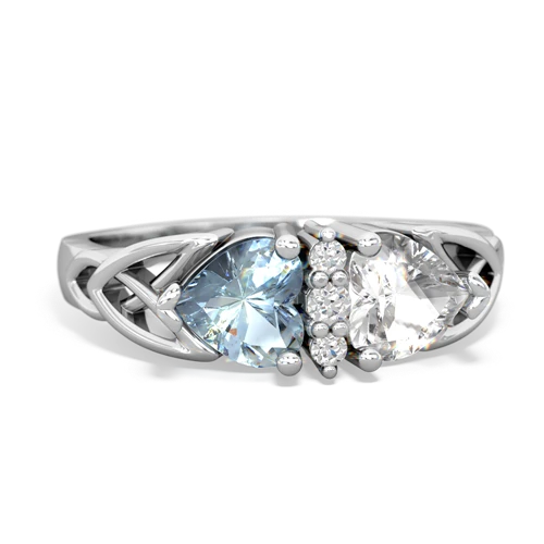 aquamarine-white topaz celtic ring