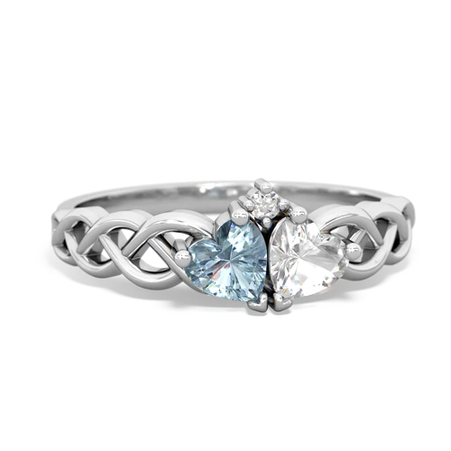 aquamarine-white topaz celtic braid ring