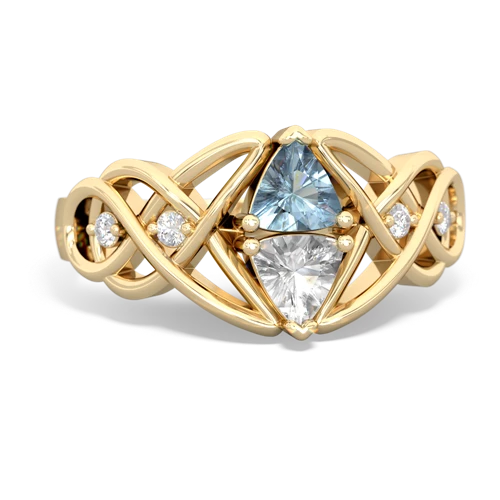 aquamarine-white topaz celtic knot ring