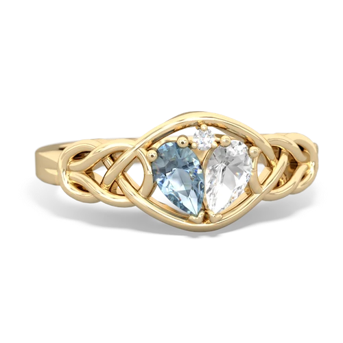 Aquamarine Genuine Aquamarine with Genuine White Topaz Celtic Love Knot ring Ring