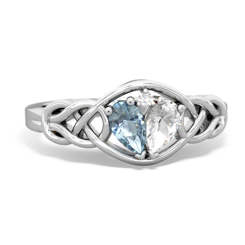 aquamarine-white topaz celtic knot ring