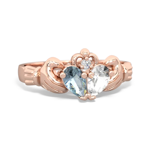 aquamarine-white topaz claddagh ring