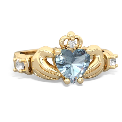 Aquamarine Genuine Aquamarine with Genuine White Topaz and  Claddagh ring Ring
