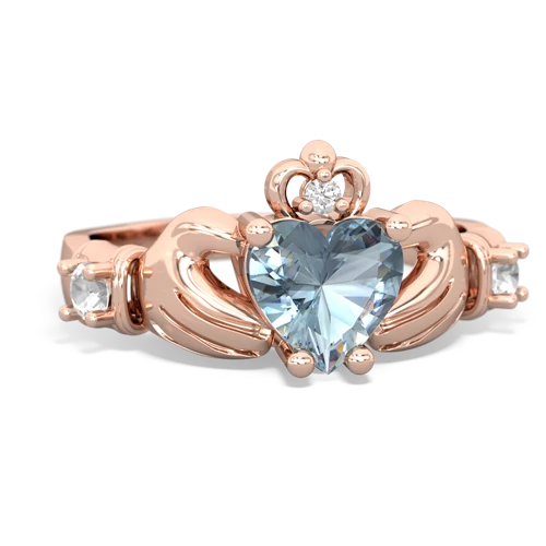 aquamarine-white topaz claddagh ring