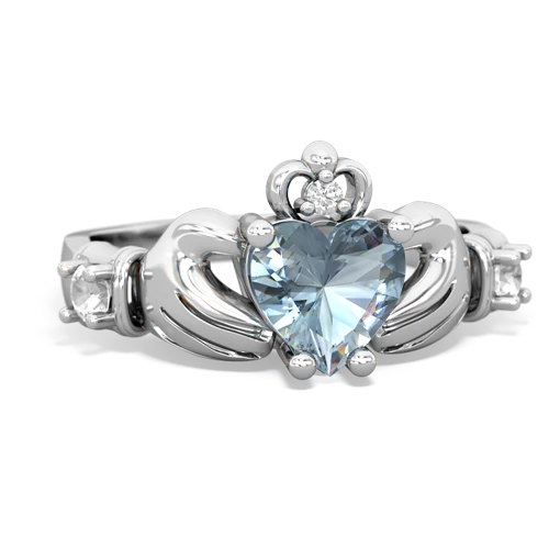 aquamarine-white topaz claddagh ring